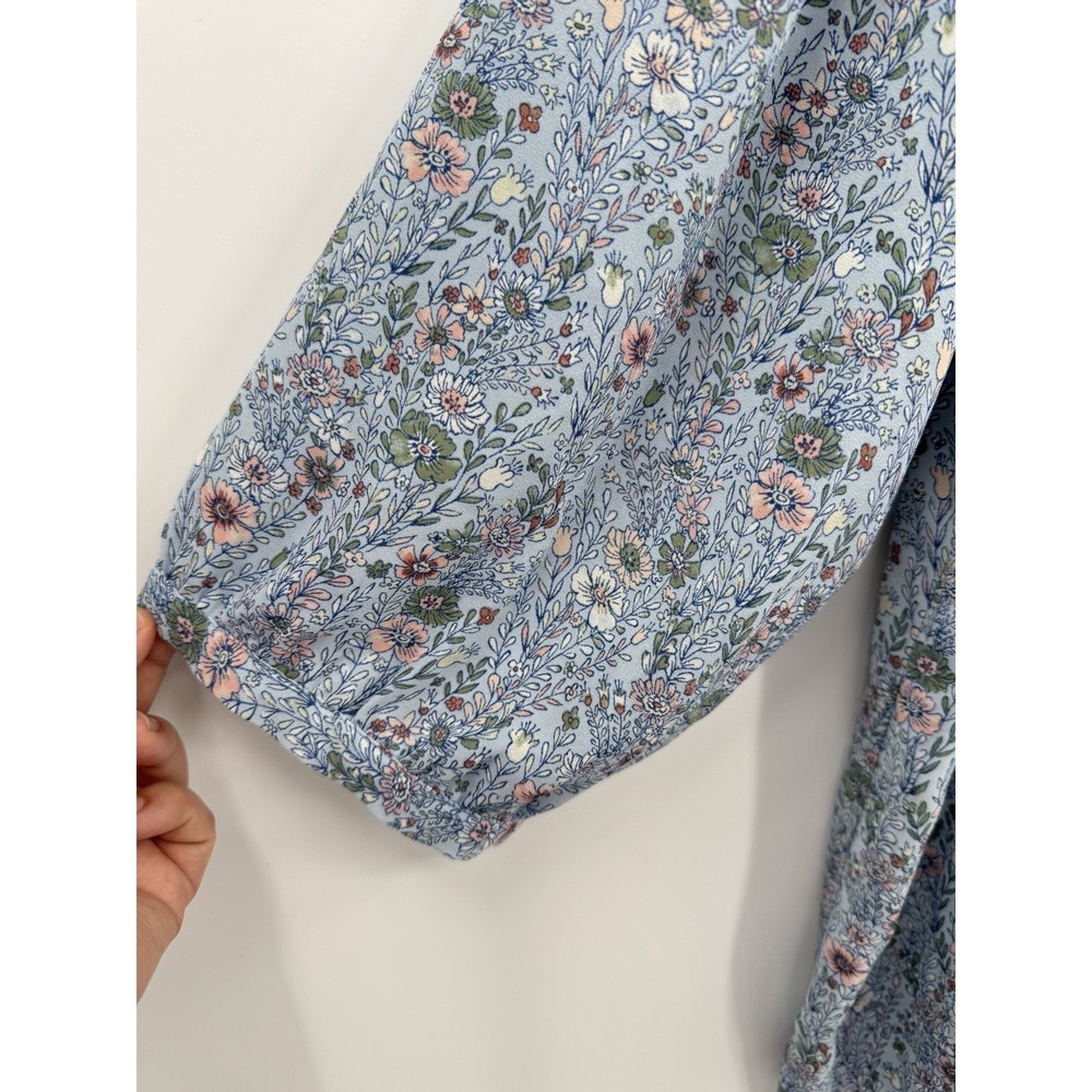 Rose + Olive Blouse Plus Size 2X  Blue Floral Peasant Boho Cottagecore Top - Picture 4 of 9